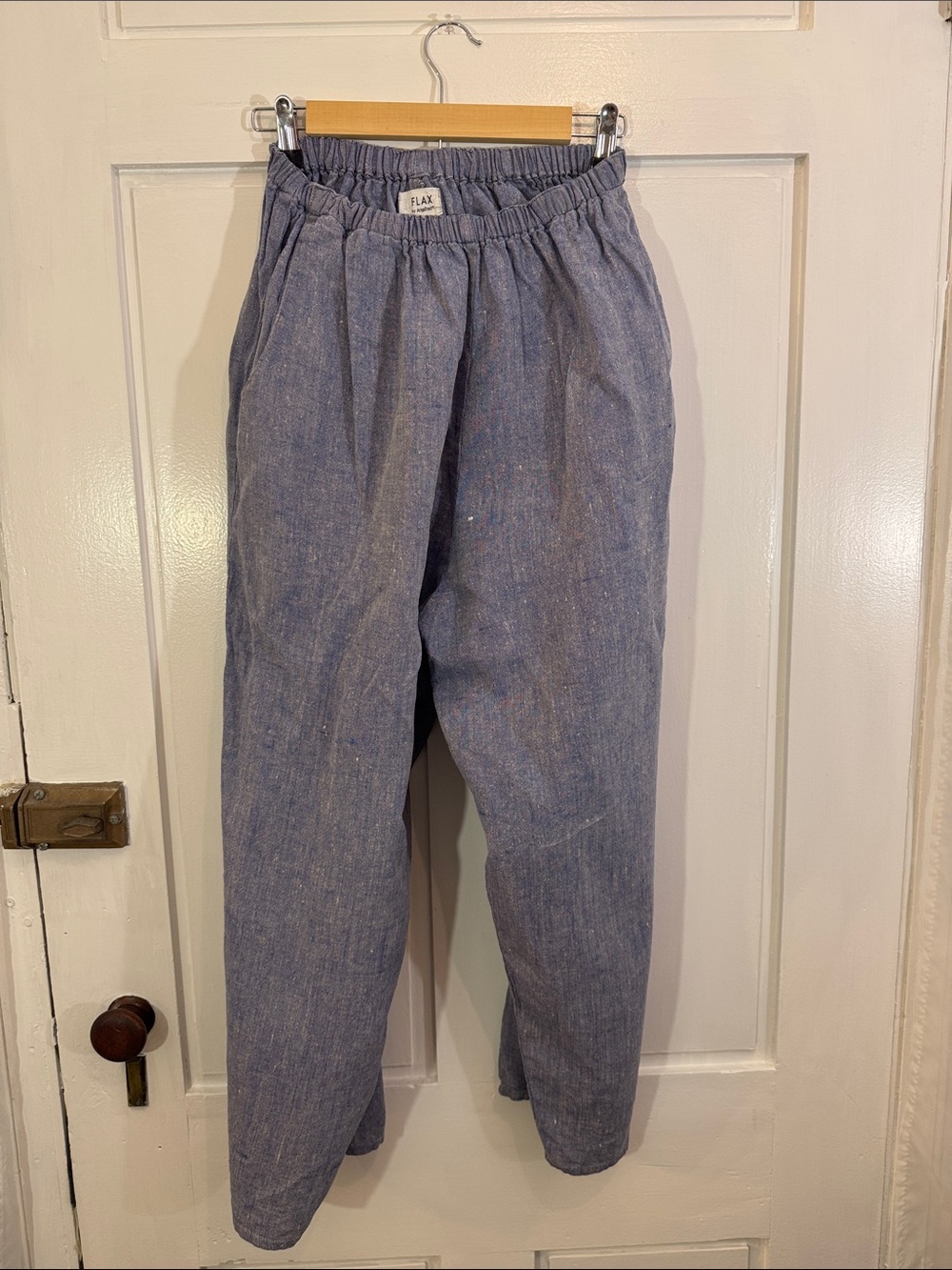 FLAX Women’s 100% Linen Chambray Cropped Pants